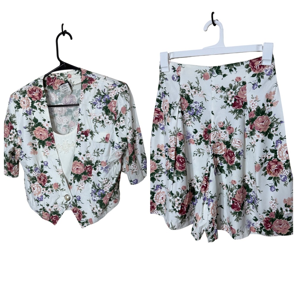 Vintage L.A. Girl Floral Print Blazer & Short Set‎ Women's Size 9/10